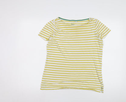 Boden Women's Yellow Striped T-Shirt Size 12