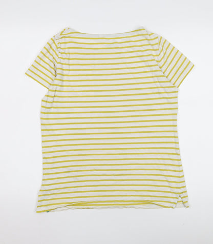 Boden Women's Yellow Striped T-Shirt Size 12