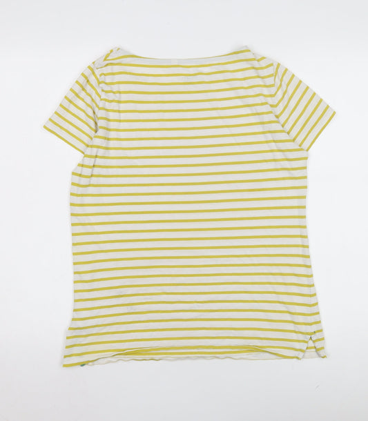 Boden Women's Yellow Striped T-Shirt Size 12