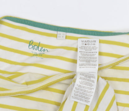 Boden Women's Yellow Striped T-Shirt Size 12