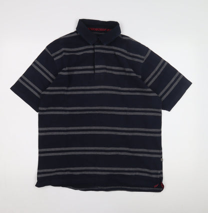 Boston Crew Men's M Black Striped Polo Short Sleeve