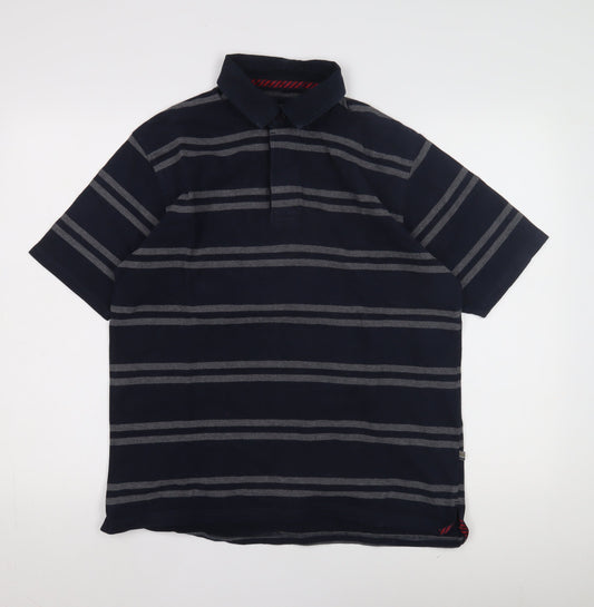 Boston Crew Men's M Black Striped Polo Short Sleeve