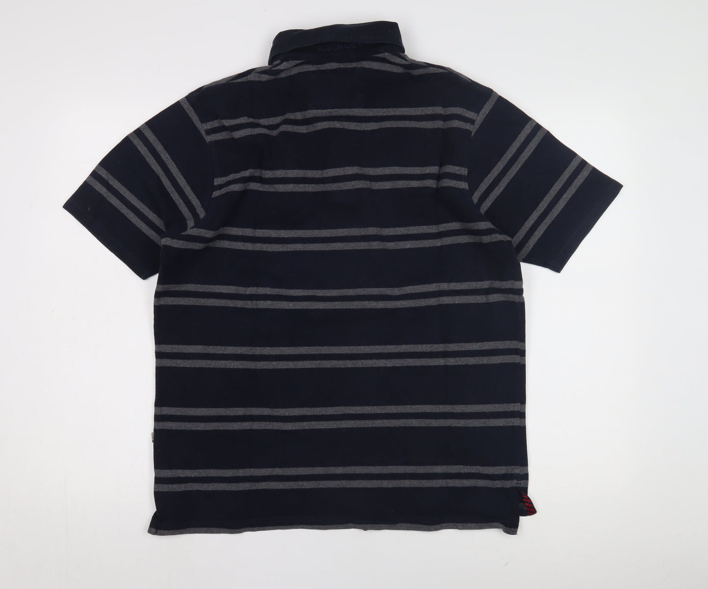 Boston Crew Men's M Black Striped Polo Short Sleeve