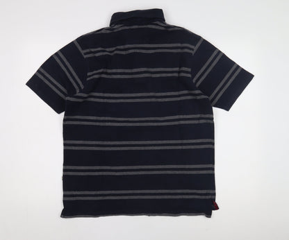 Boston Crew Men's M Black Striped Polo Short Sleeve