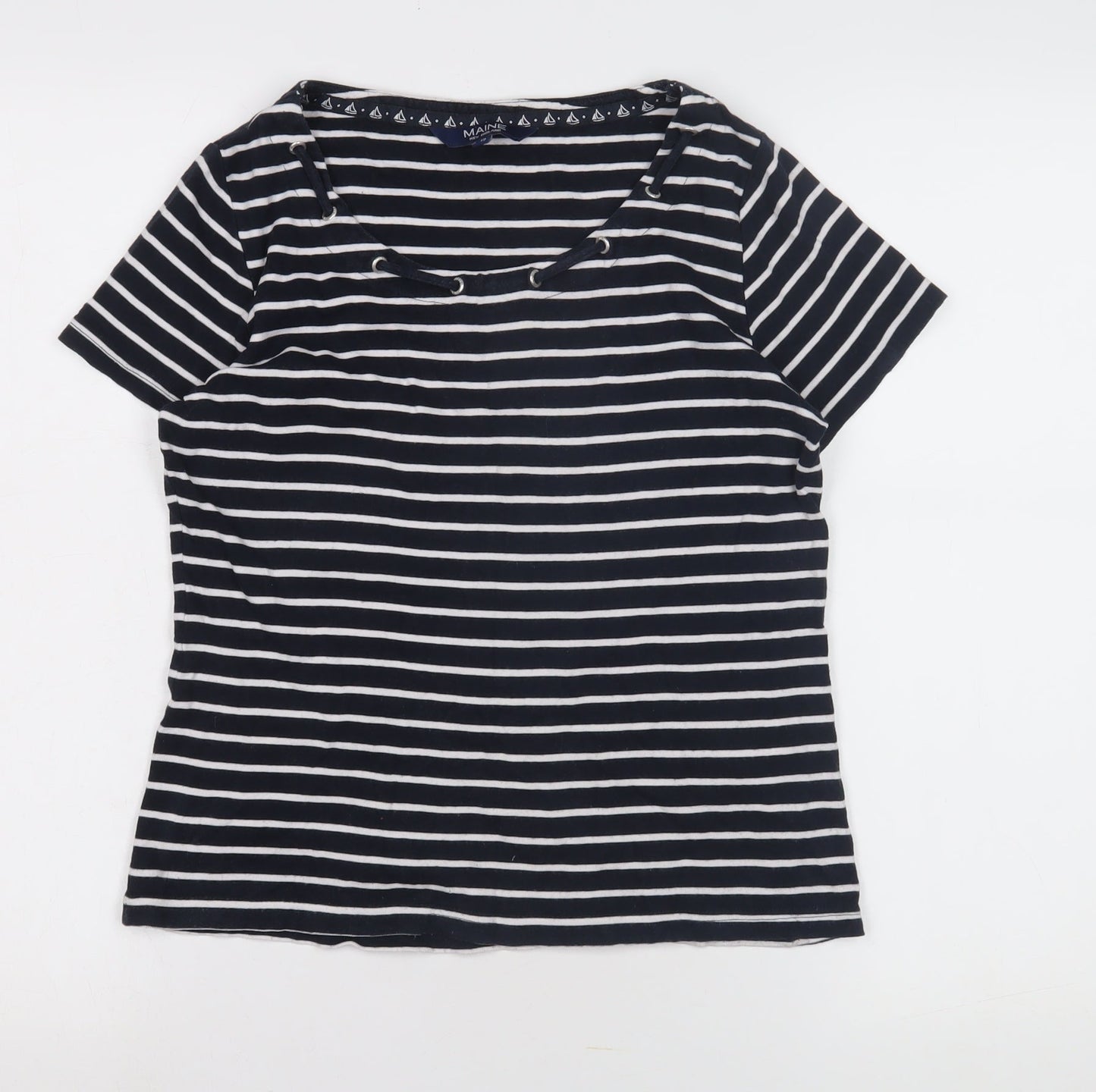 Womens UK Size 12 Maine New England Black Basic T-Shirt