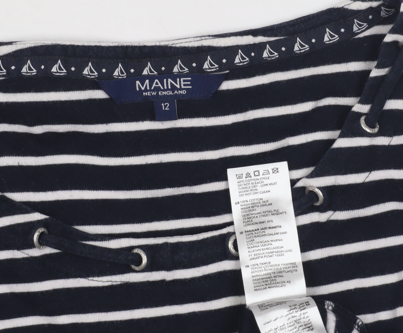 Womens UK Size 12 Maine New England Black Basic T-Shirt