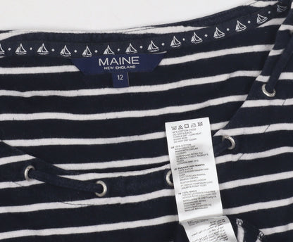 Womens UK Size 12 Maine New England Black Basic T-Shirt