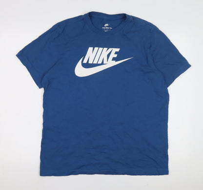 Nike Men's Blue Cotton T-Shirt, Large, Regular Fit