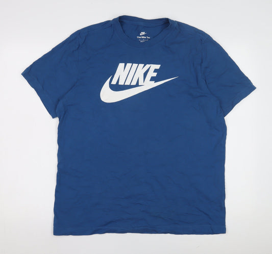Nike Men's Blue Cotton T-Shirt, Large, Regular Fit