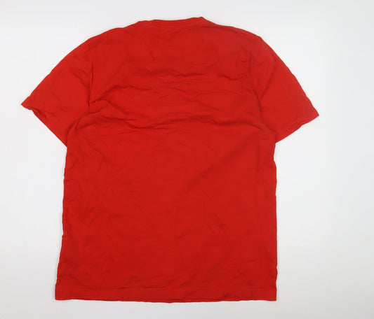 Adidas Men's Red Logo T-Shirt, L, Crew Neck
