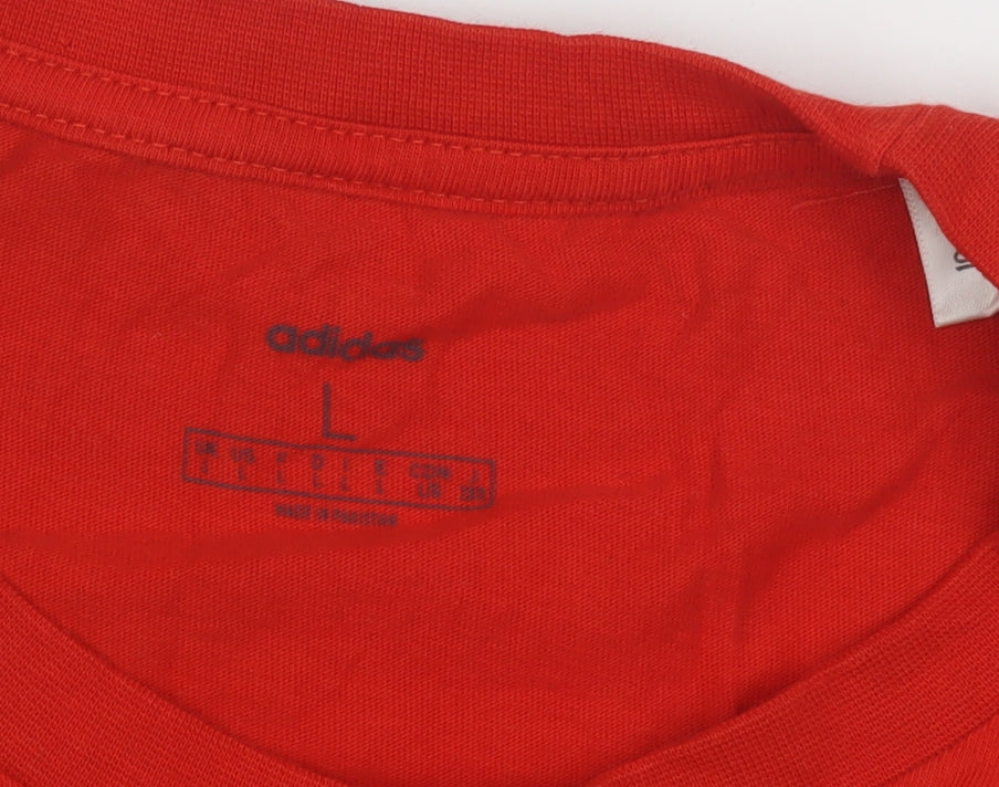 Adidas Men's Red Logo T-Shirt, L, Crew Neck
