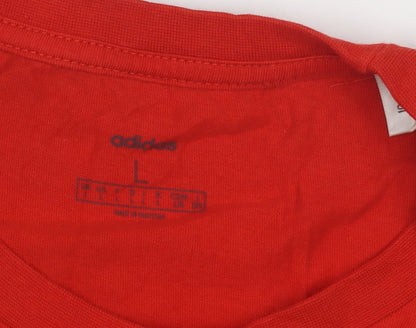 Adidas Men's Red Logo T-Shirt, L, Crew Neck
