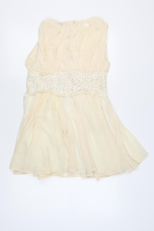River Island Women's Ivory Lace Accent Dress Size 16