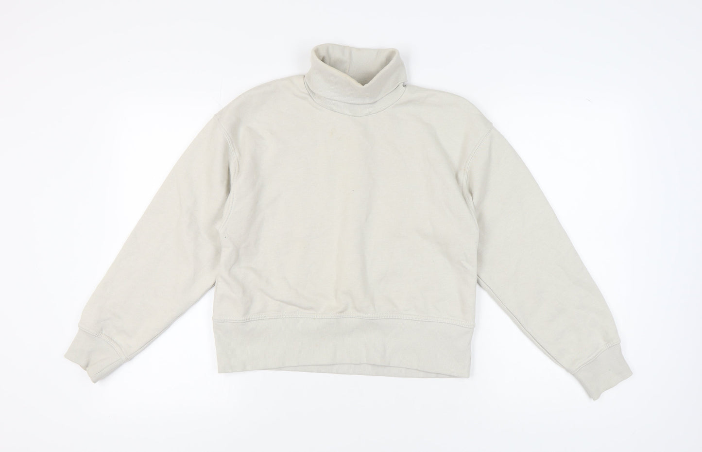 Zara Women's Ivory Roll Neck Sweatshirt, Size S, Casual Warm