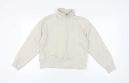 Zara Women's Ivory Roll Neck Sweatshirt, Size S, Casual Warm