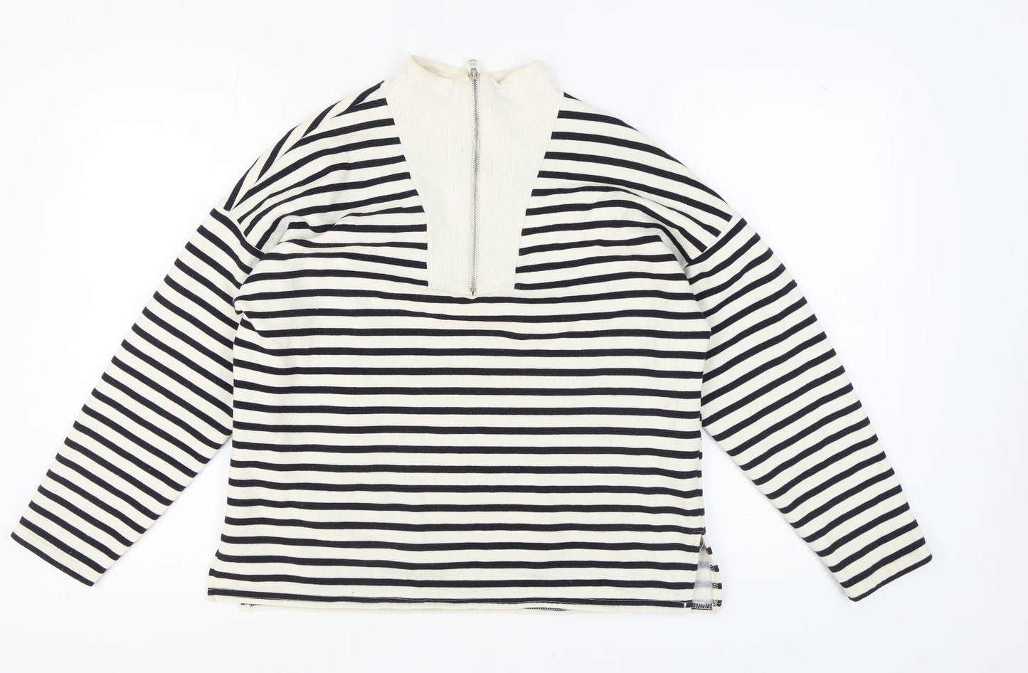 Zara Women’s White Striped Pullover Sweatshirt S