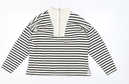 Zara Women’s White Striped Pullover Sweatshirt S