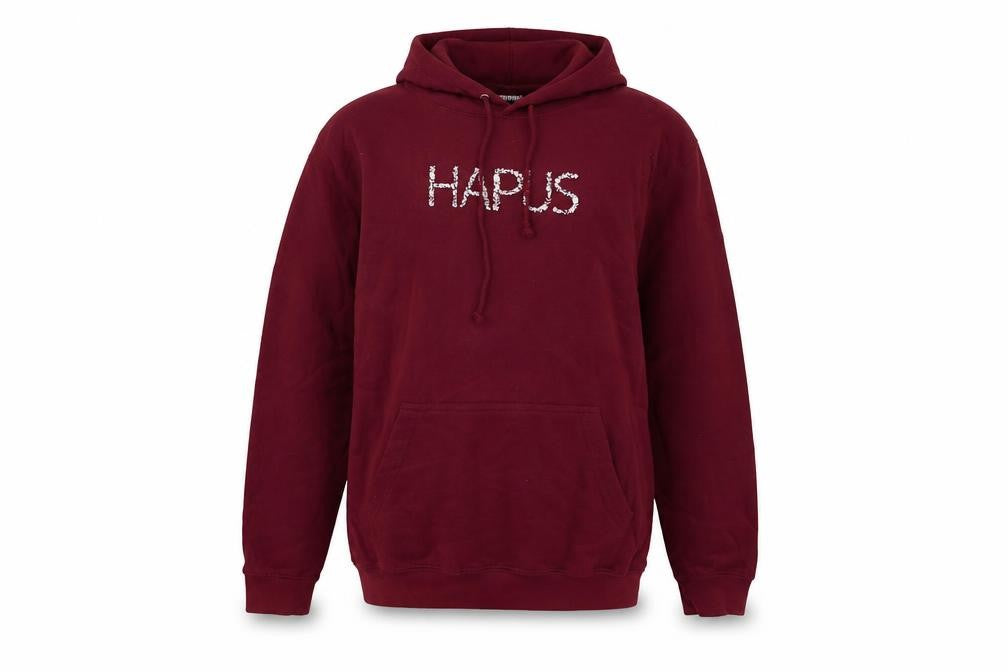 Front view of Silvercuddles unisex red pullover hoodie l