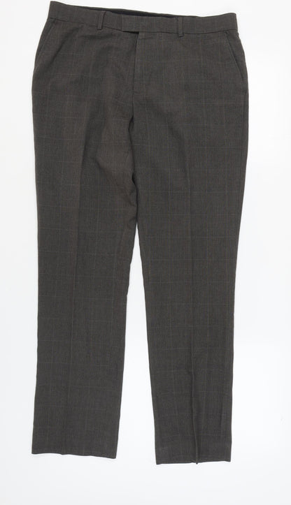 Jeff Banks Men's Grey Check Trousers, Size 36