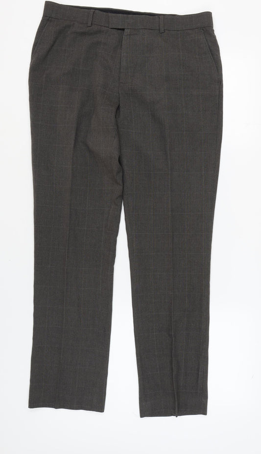 Jeff Banks Men's Grey Check Trousers, Size 36