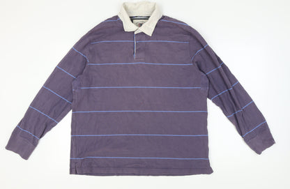 Marks and Spencer Men's XL Purple Striped Polo