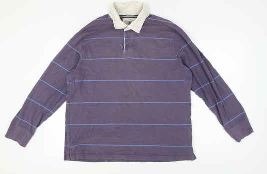 Marks and Spencer Men's XL Purple Striped Polo
