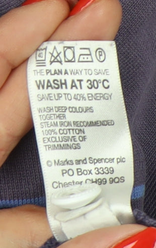 Marks and Spencer Men's XL Purple Striped Polo