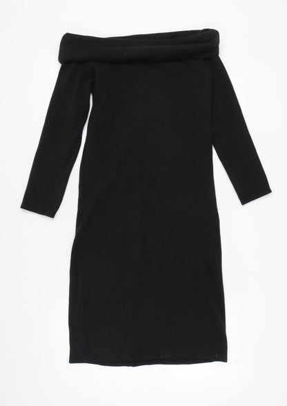 Zara Women's Black Midi Off Shoulder Dress L