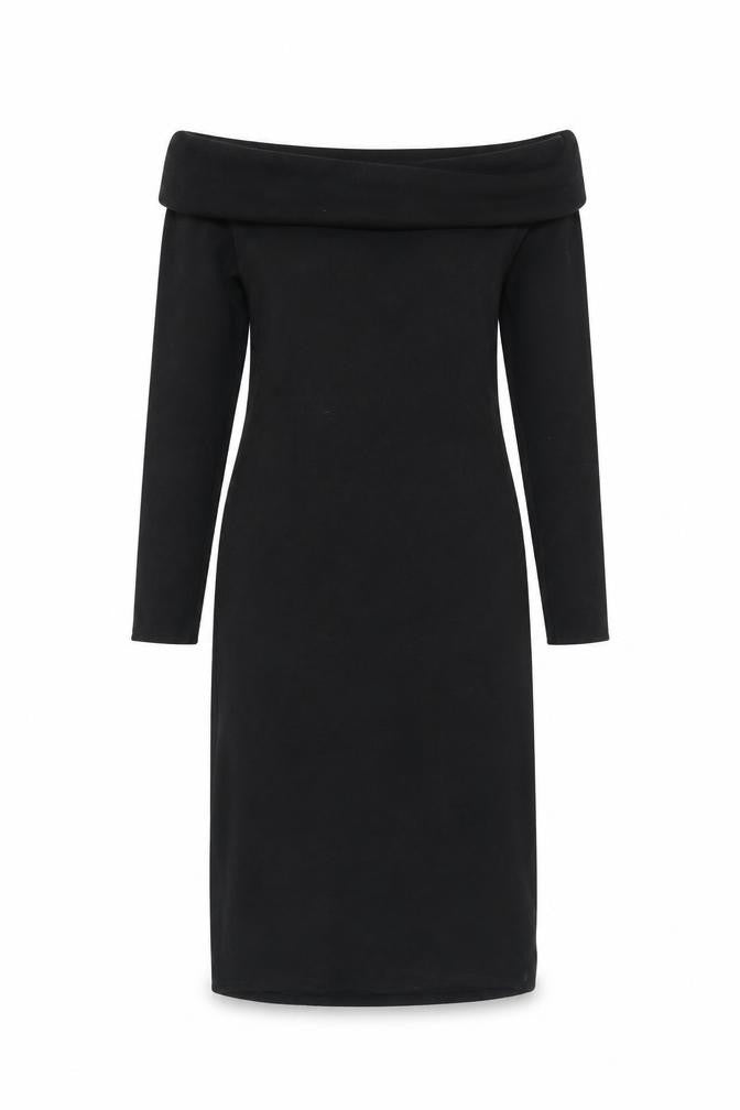 Zara Women's Black Midi Off Shoulder Dress L