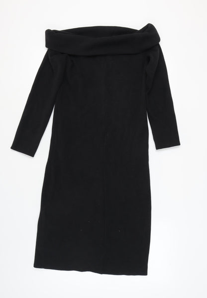 Zara Women's Black Midi Off Shoulder Dress L