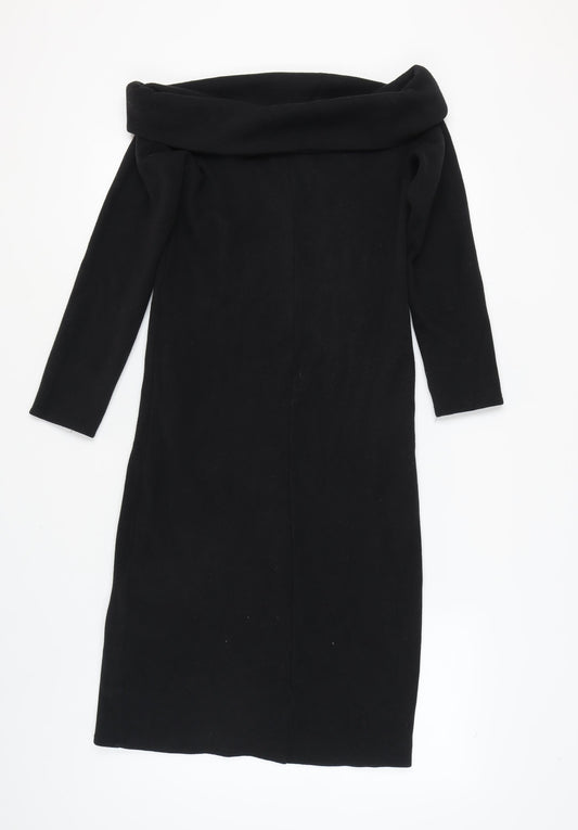 Zara Women's Black Midi Off Shoulder Dress L