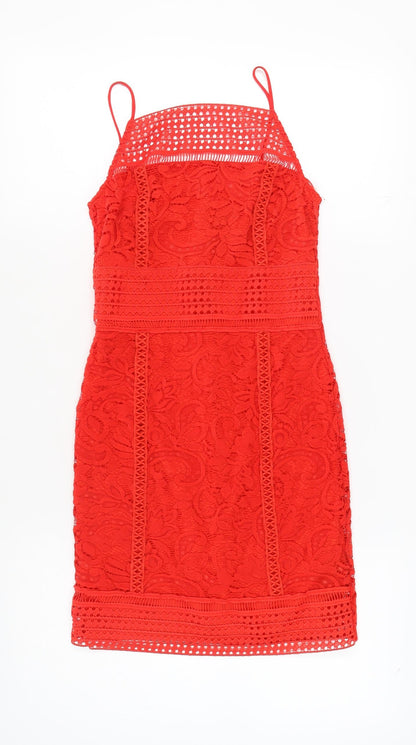 Topshop Women's Red Bodycon Dress UK 8
