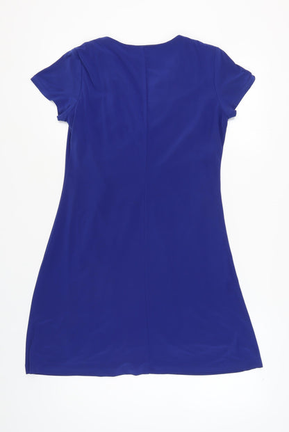 Ronni Nicole Women's Blue Beaded V-Neck Dress Size 14