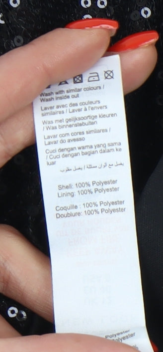 New Look Black Sequin Halter Tank Top Women Size 12