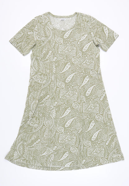 Damart Women's Green Paisley A-Line Dress Size 14