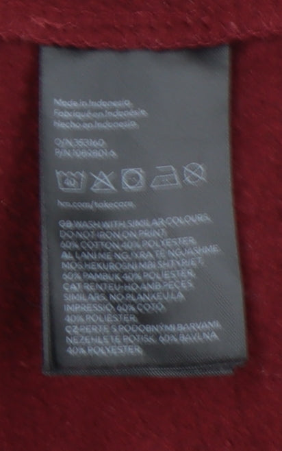 H&M Red Unisex Pullover Sweatshirt S