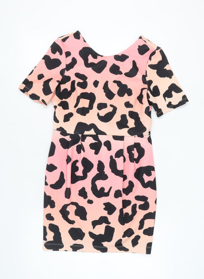 ASOS Women's Pink Animal Print Bodycon Dress