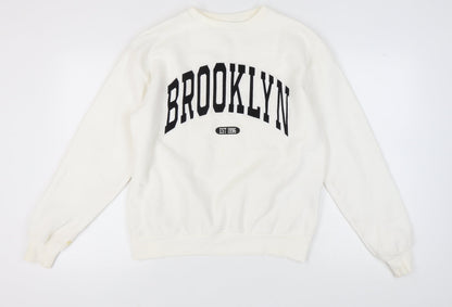 Stradivarius Women's Ivory Pullover Sweatshirt XS