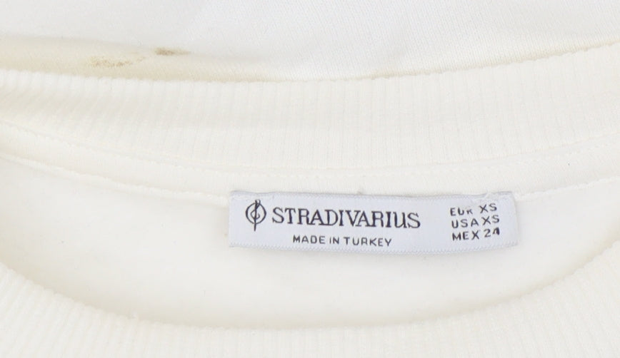 Stradivarius Women's Ivory Pullover Sweatshirt XS