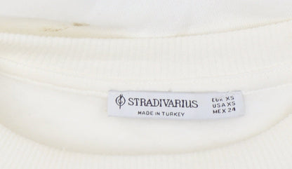 Stradivarius Women's Ivory Pullover Sweatshirt XS