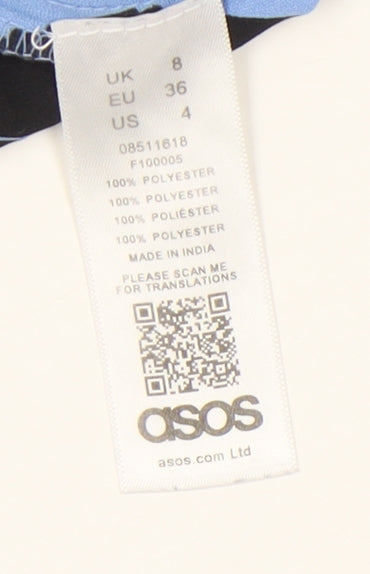 ASOS Women's Blue Geometric Pleated Skirt, Size 8