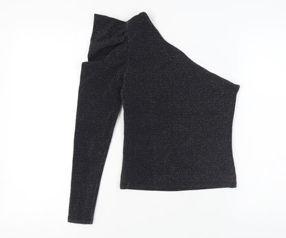 Womens UK Size M Pull & Bear Black Basic Blouse