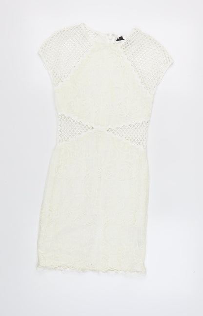 Topshop Women's Ivory Lace Sheath Dress UK 8