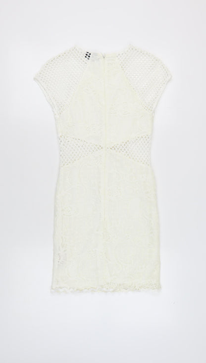 Topshop Women's Ivory Lace Sheath Dress UK 8