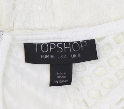 Topshop Women's Ivory Lace Sheath Dress UK 8