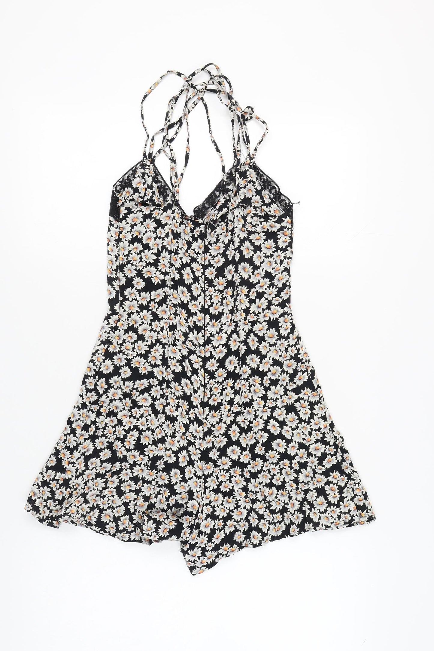 Topshop Women's Black Floral Playsuit Size 10