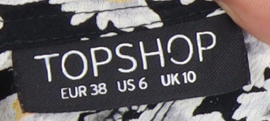 Topshop Women's Black Floral Playsuit Size 10