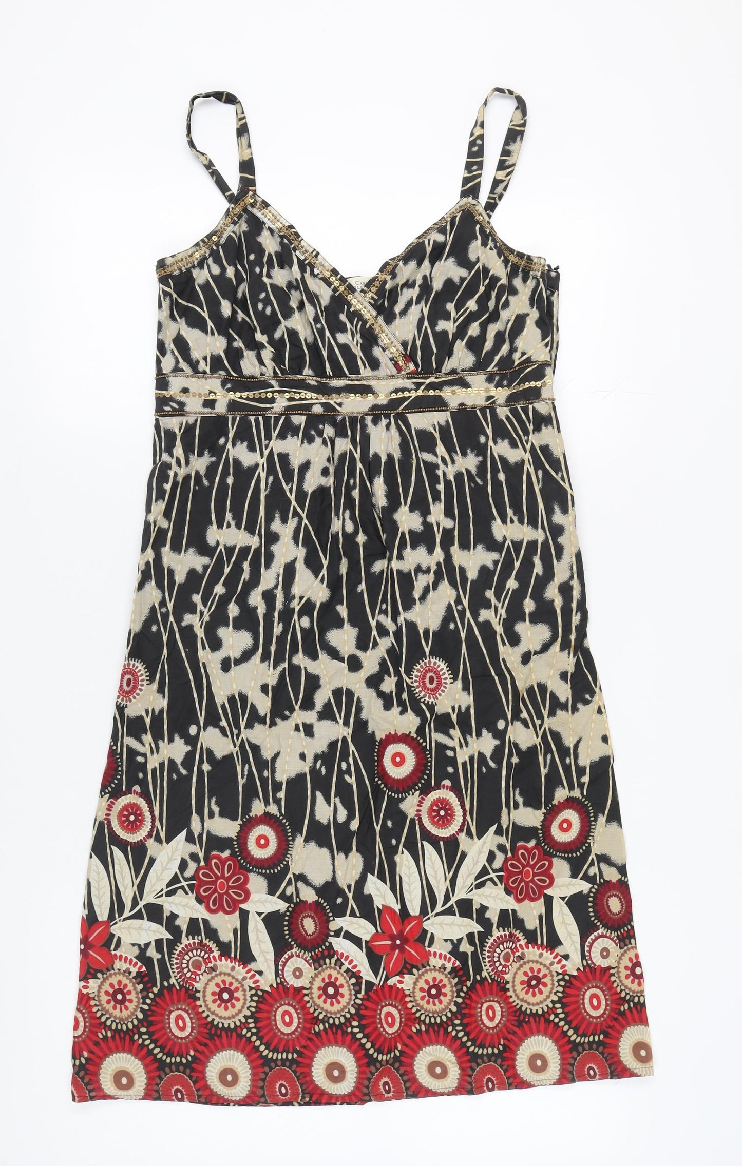 Debenhams Black Floral Slip Dress - Size 10