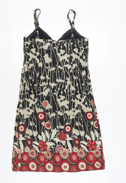 Debenhams Black Floral Slip Dress - Size 10