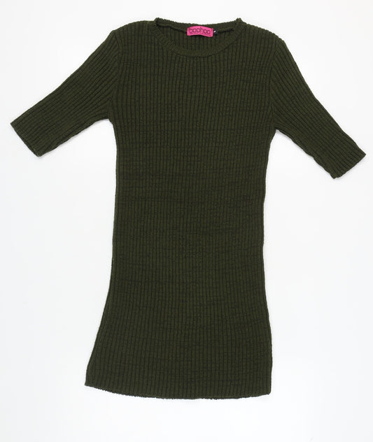 Boohoo Women's Green Knit Dress - Half Sleeve S